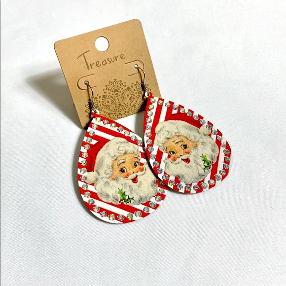 Christmas Santa Teardrop Earrings NWT - Picture 2 of 3